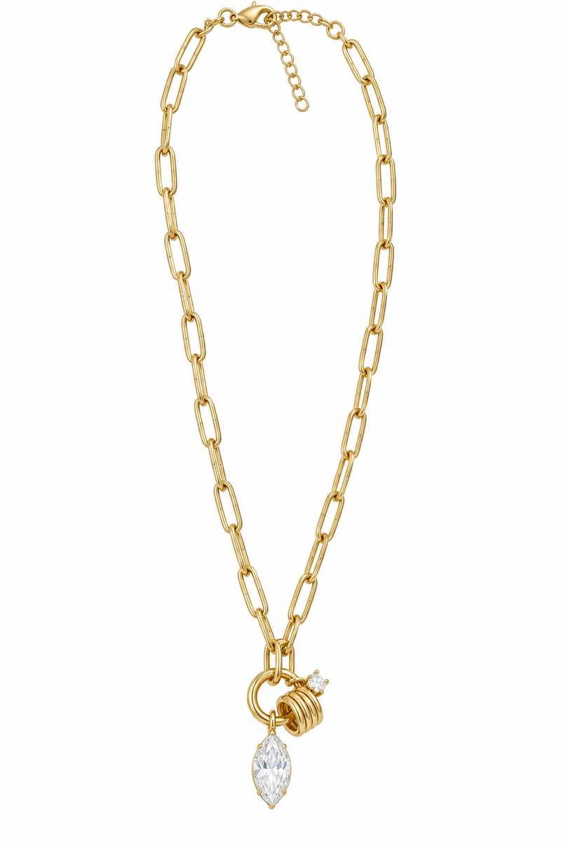 Gold Paperclip Charm Necklace