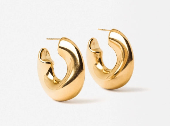 Wave Puffy Hoop Gold Earrings