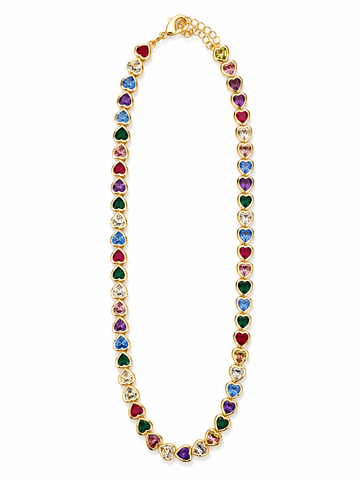 Multi Color Stone Heart Necklace