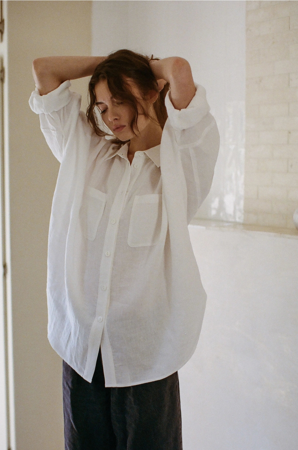 a.ren Linen Button Down Shirt