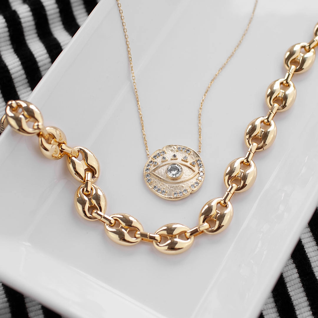 Marlyn Schiff Puffed Anchor Link Necklace