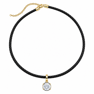 Black Leather Charm Choker