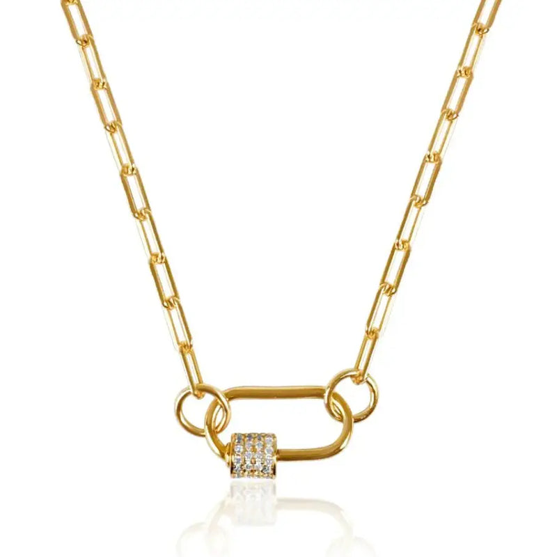 Carabiner Small Paperclip Charm Steel Necklace