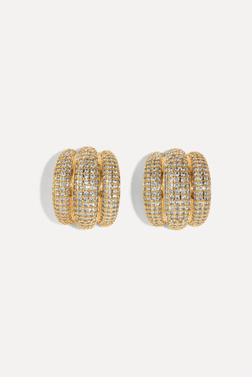 Lili Claspe Pave Shield Earrings in Gold