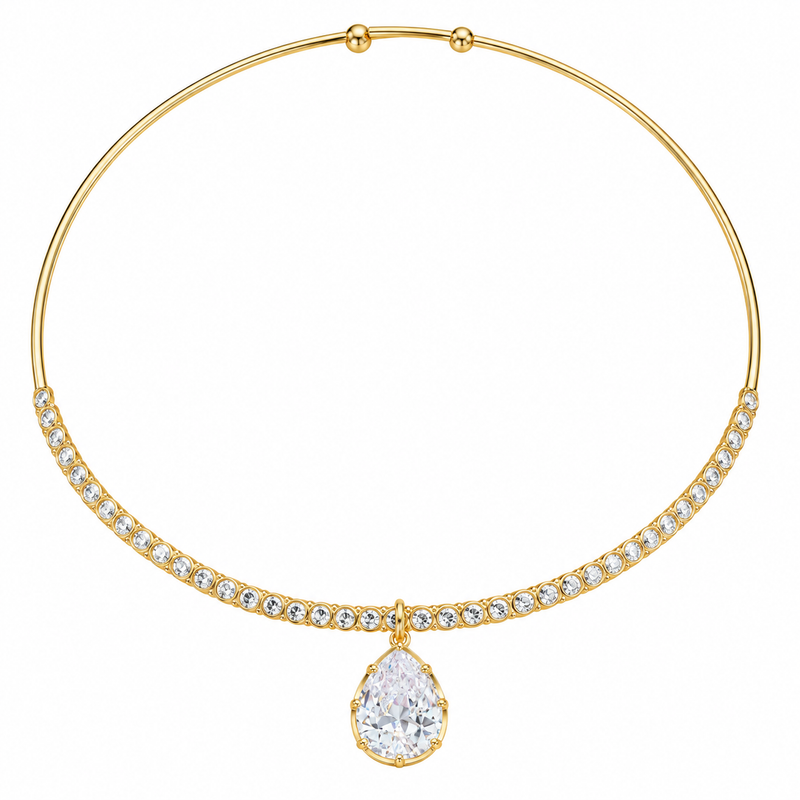 Gold Choker with Pear Shape Charm
