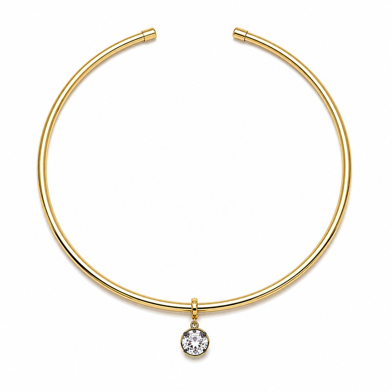 Gold Choker with Round Charm