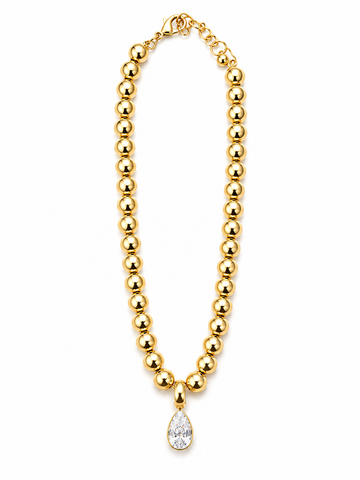 Gold Necklace with Pear Shape Charm