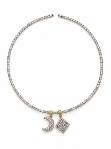 Silver Moon Charm Choker