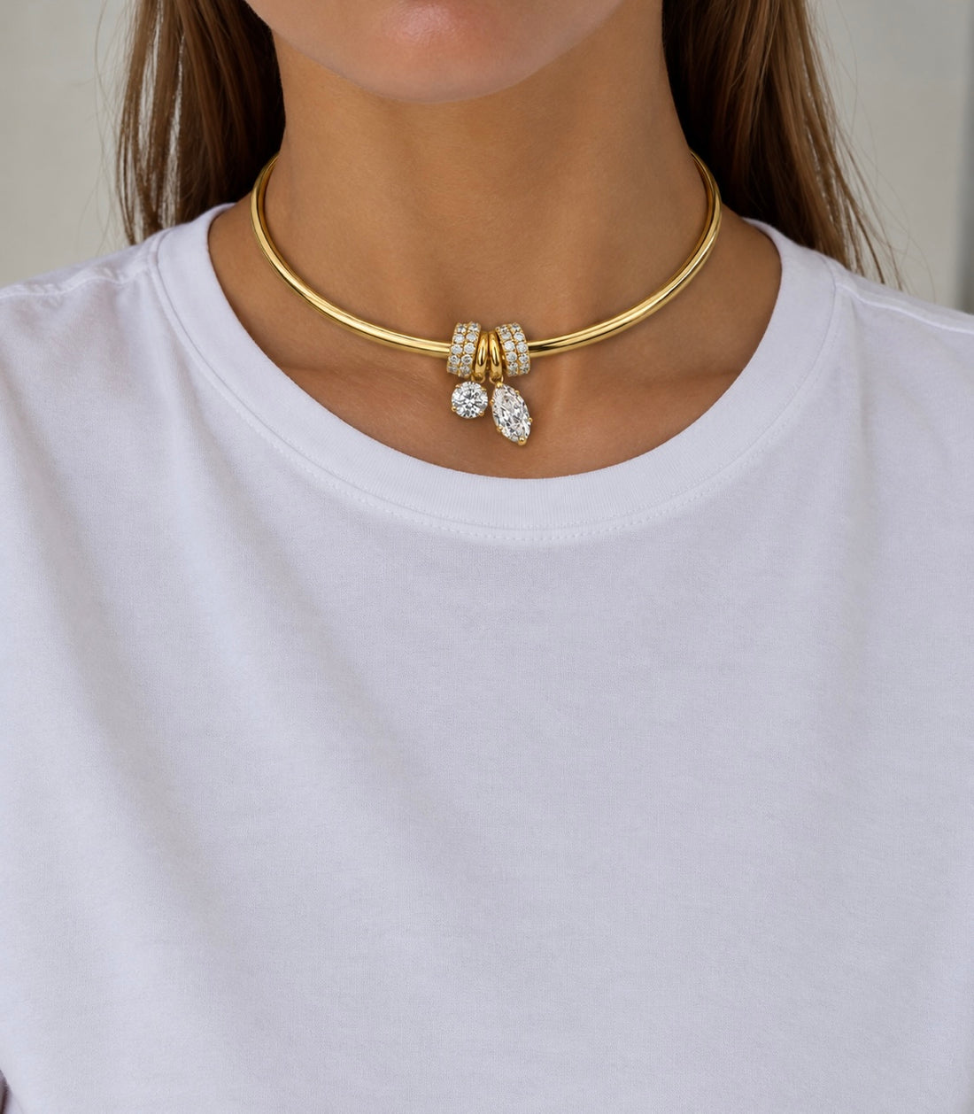 Gold Round Charm Choker