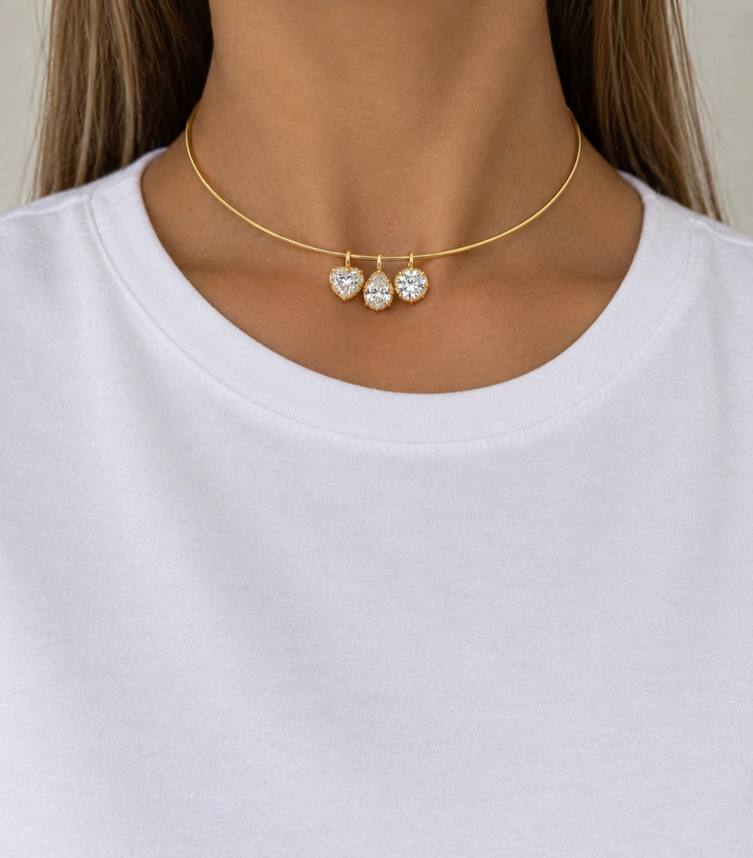 Gold Three Charm Choker