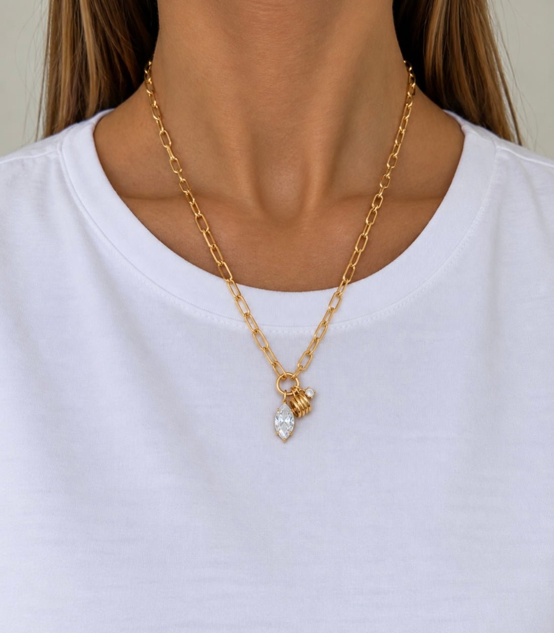Gold Paperclip Charm Necklace