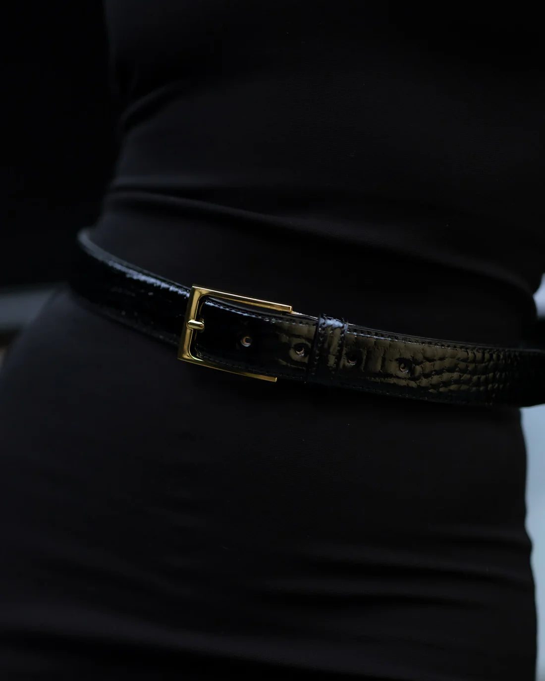 Aureum Collective #5 Black Crocodile Embossed Leather Belt