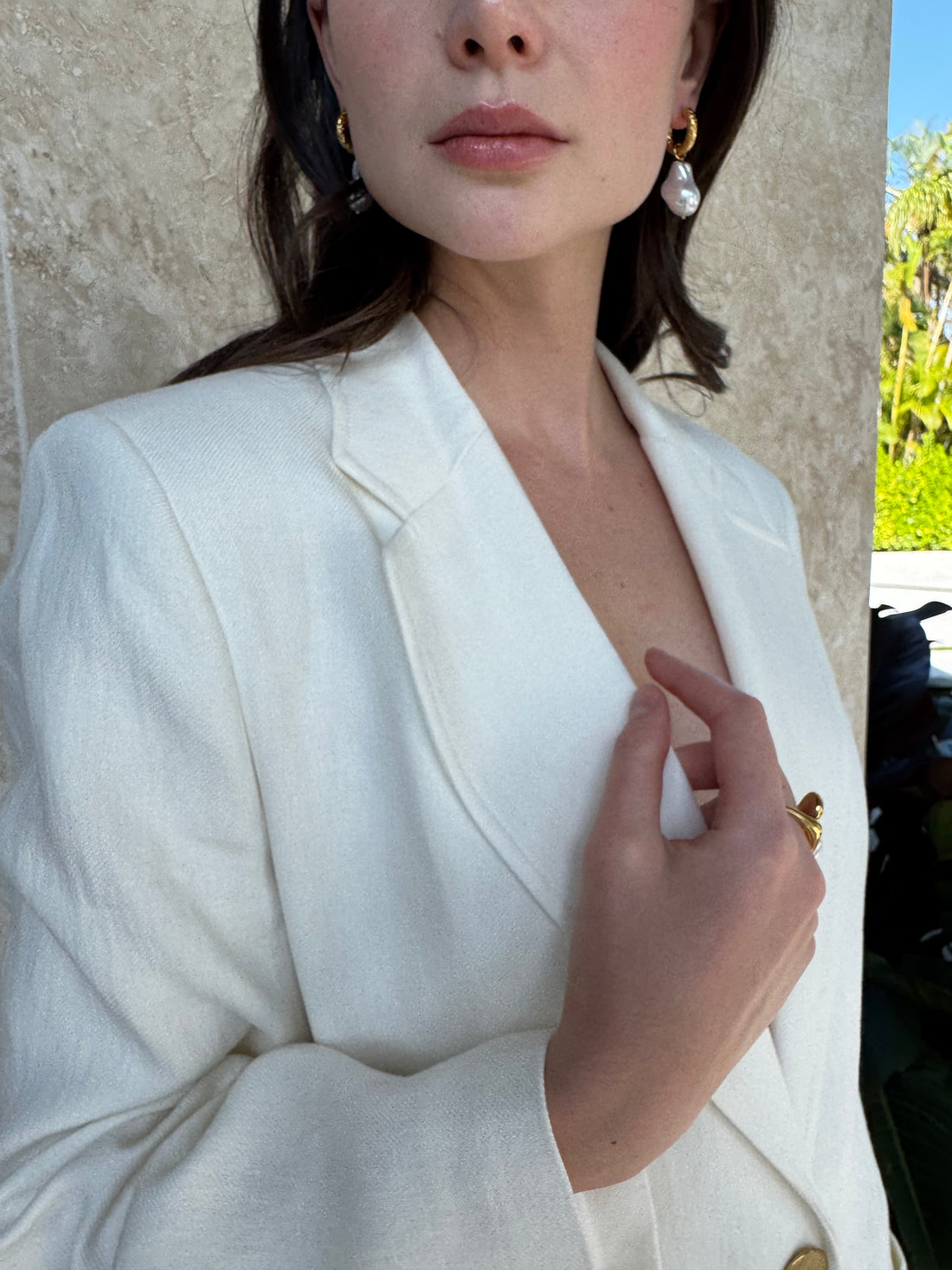 Gold and Faux Pearl Earrings