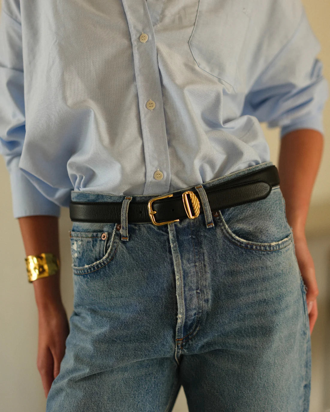 Aureum Collective #3 Black and Gold Mousse Leather Belt