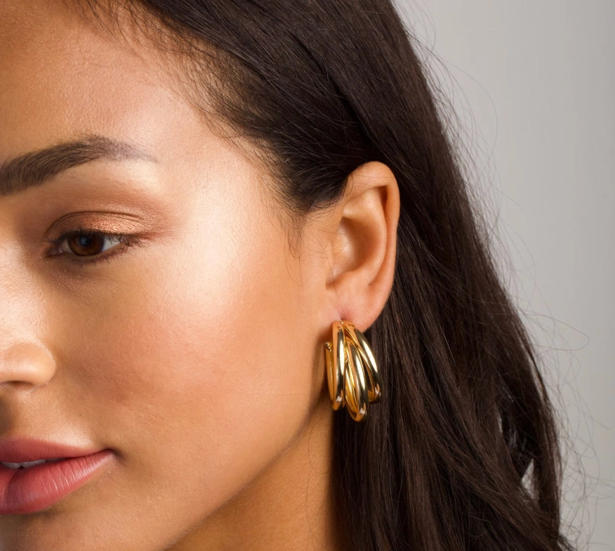 Triple Medium Hoop Earrings