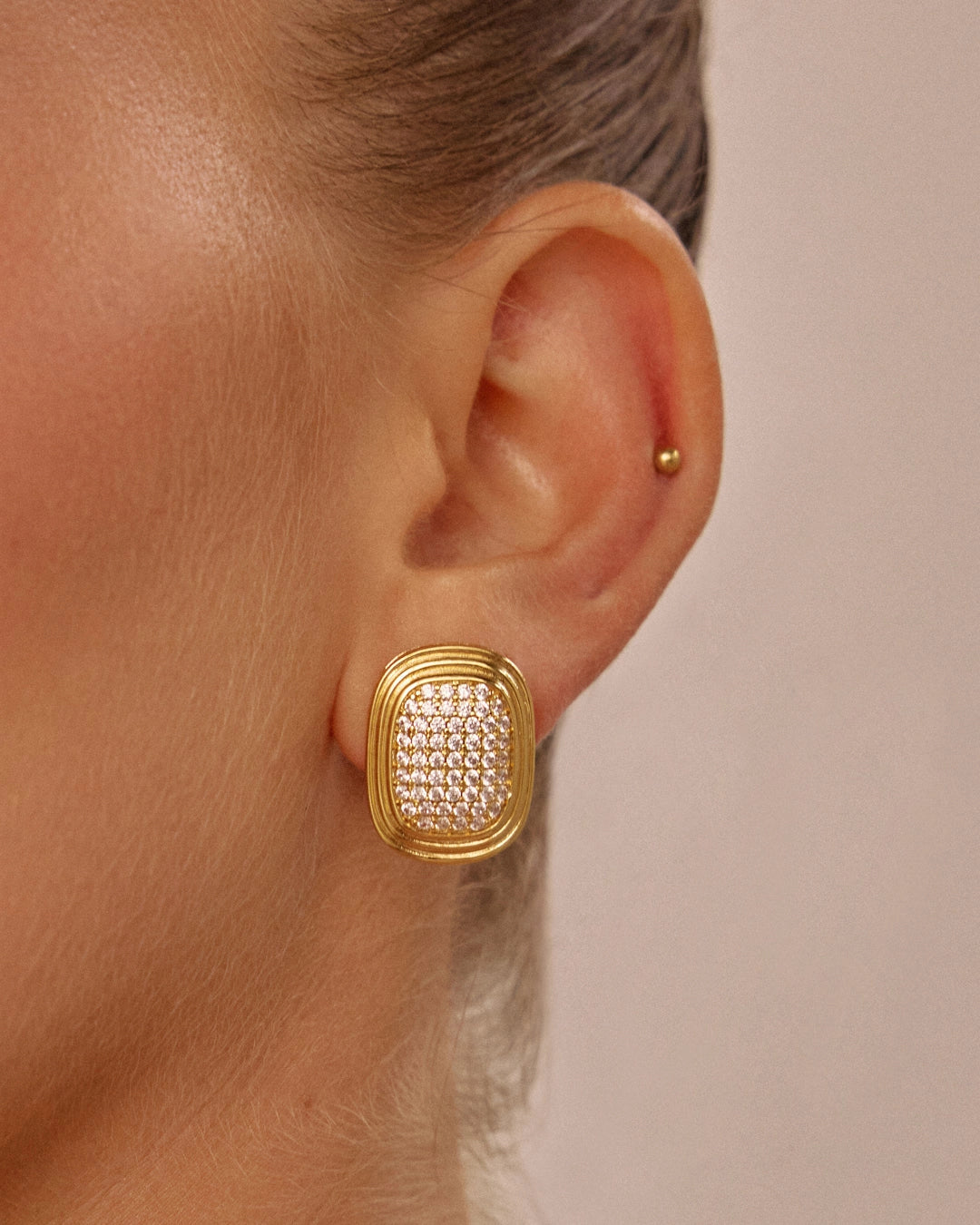 Luv AJ The Pave Oval Statement Studs
