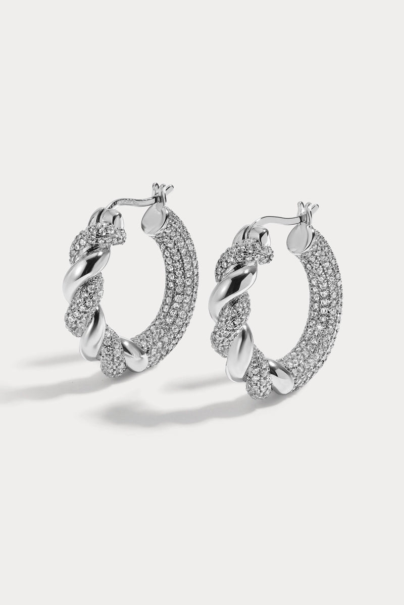 Lili Claspe Pave Small Lilou Earrings in Silver