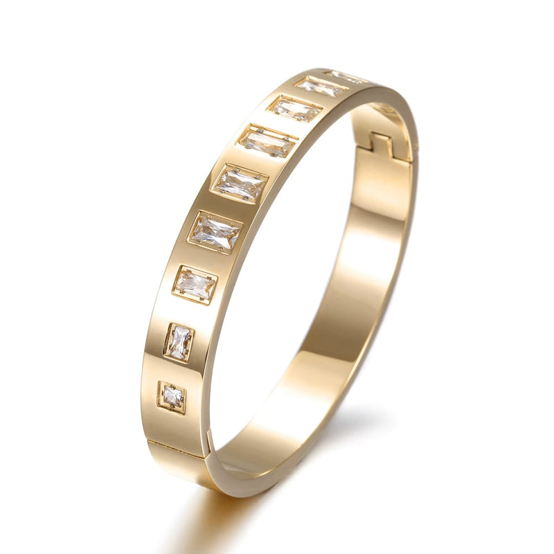 Gold Square Crystal Bangle