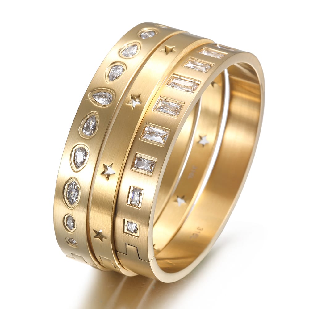 Gold Square Crystal Bangle