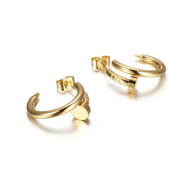 Gold Tone Nail Earrings Small